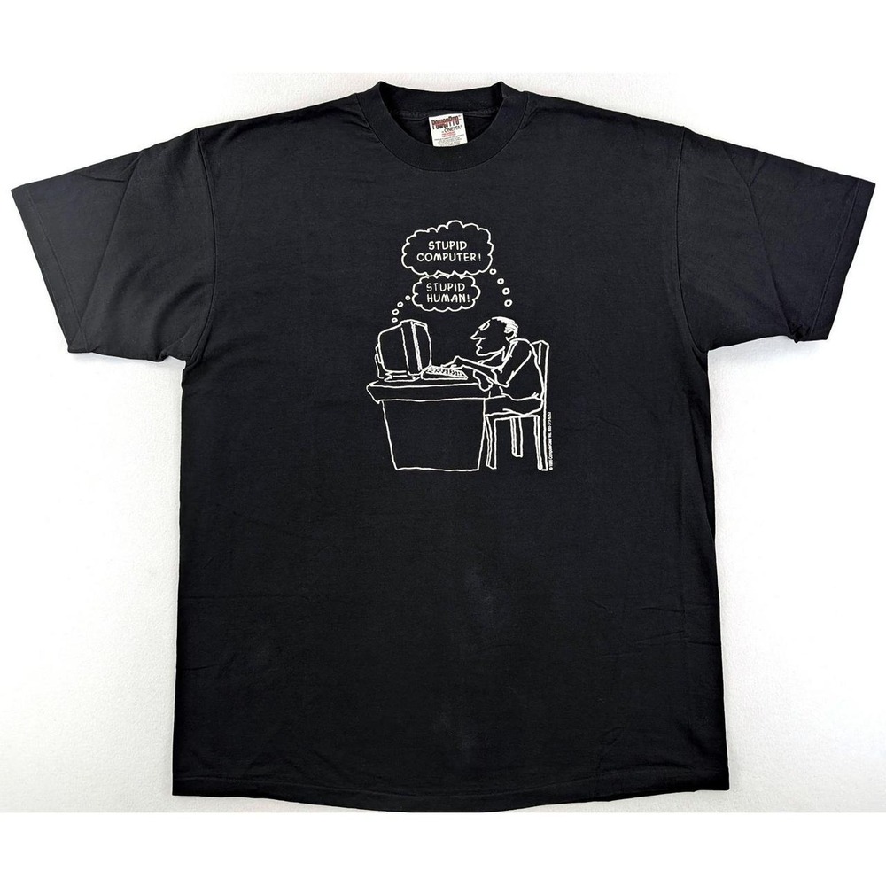 Vintage 1995 ComputerGear Stupid Computer Human T-Shirt XL Oneita Single Stitch